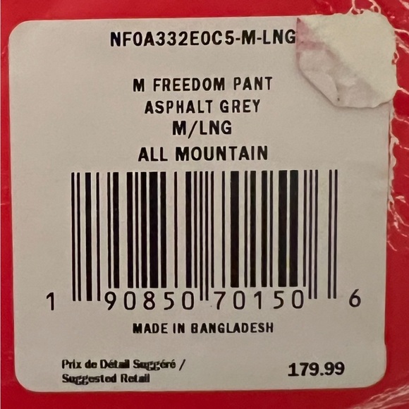 NEW Size Medium LONG Length, The North Face Mens Freedom Insulated Pants Grey - Picture 3 of 3